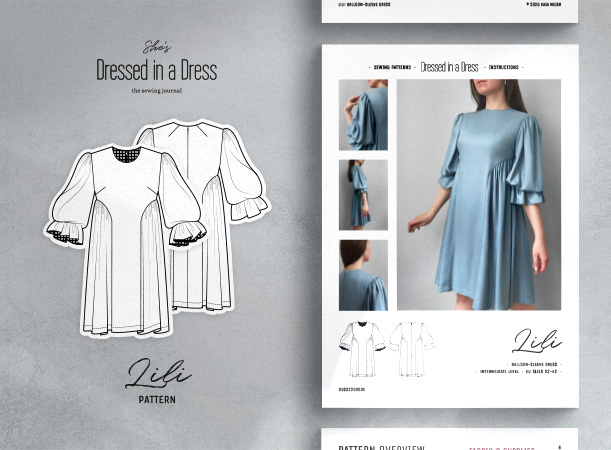 Lili: Balloon-Sleeve Dress. Sewing Pattern